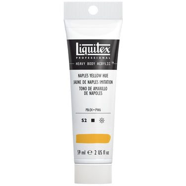 Liquitex Heavy Body Jaune de Naples Imitation 59ML produit en gros plan sur fond blanc.
