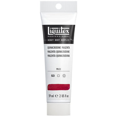 Liquitex Heavy Body Magenta Quinacridone 59ML produit en gros plan sur fond blanc.