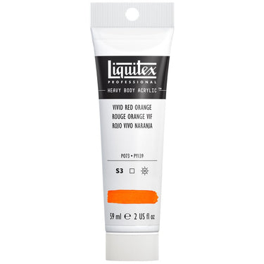 Liquitex Heavy Body Rouge Orange Vif 59ML produit en gros plan sur fond blanc.