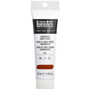 Liquitex Heavy Body Terre de Sienne Brûlée Transparente 59ML produit en gros plan sur fond blanc.
