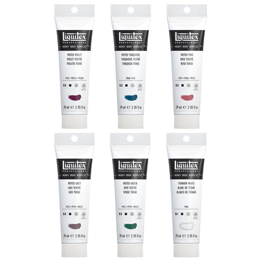 LQX ACRYLIC HEAVY BODY SET 6X59ML MUTED COLL + WHITE [CONTENTS] 887452032090