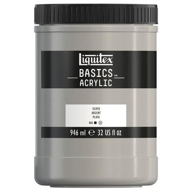 Liquitex Basics, 946ML, Argent (produit en gros plan sur fond blanc)