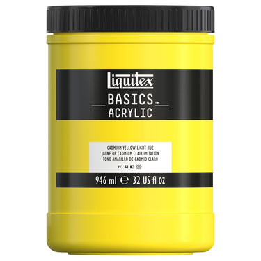Liquitex Basics, 946ML, Jaune de Cadmium Clair Imitation (produit en gros plan sur fond blanc)