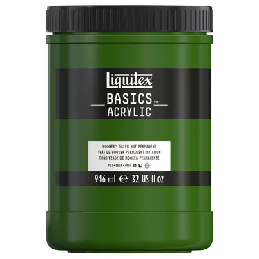 Liquitex Basics, 946ML, Vert de Hooker Permanent Imitation (produit en gros plan sur fond blanc)
