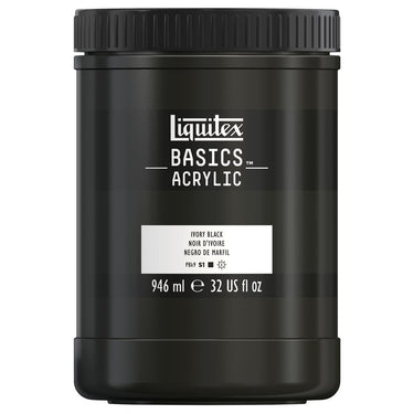 Liquitex Basics, 946ML, Noir d'Ivoire (produit en gros plan sur fond blanc)