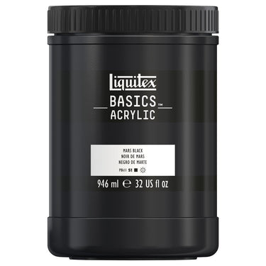 Liquitex Basics, 946ML, Noir de Mars (produit en gros plan sur fond blanc)