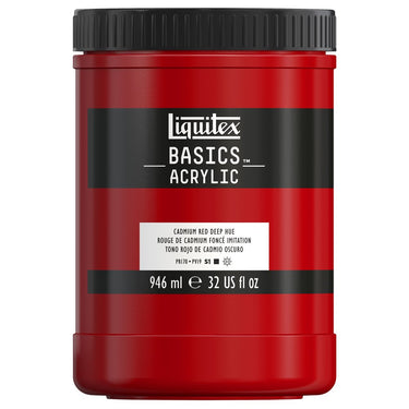 Liquitex Basics, 946ML, Rouge de Cadmium Foncé Imitation (produit en gros plan sur fond blanc)