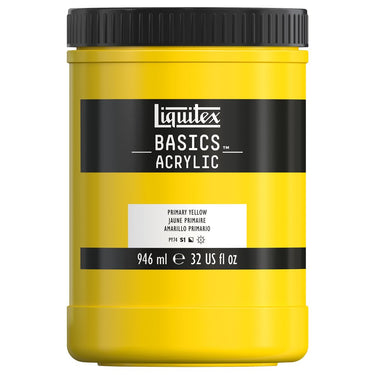 Liquitex Basics, 946ML, Jaune Primaire (produit en gros plan sur fond blanc)