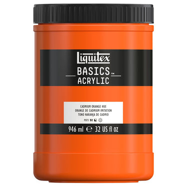 Liquitex Basics, 946ML, Orange de Cadmium Imitation (produit en gros plan sur fond blanc)