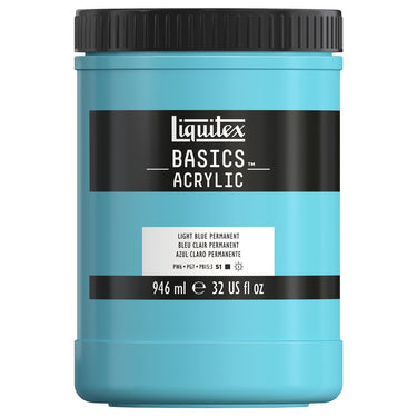 Liquitex Basics, 946ML, Bleu Clair Permanent (produit en gros plan sur fond blanc)