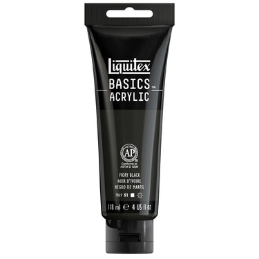 Liquitex Basics, 118ML, Noir d'Ivoire (produit en gros plan sur fond blanc)