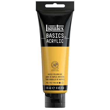 Liquitex Basics, 118ML, Jaune de Naples Imitation (produit en gros plan sur fond blanc)