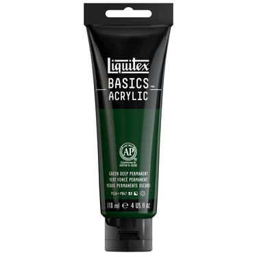 Liquitex Basics, 118ML, Vert Foncé Permanent (produit en gros plan sur fond blanc)