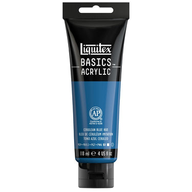 Liquitex Basics, 118ML, Bleu de Céruléum Imitation (produit en gros plan sur fond blanc)