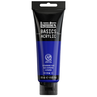 Liquitex Basics, 118ML, Bleu Outremer (produit en gros plan sur fond blanc)