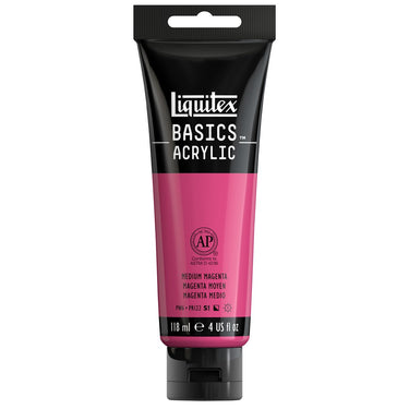 Liquitex Basics, 118ML, Magenta Moyen (produit en gros plan sur fond blanc)