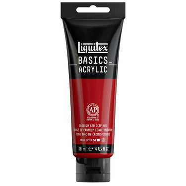 Liquitex Basics, 118ML, Rouge de Cadmium Foncé Imitation (produit en gros plan sur fond blanc)