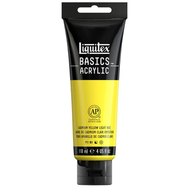 Liquitex Basics, 118ML, Jaune de Cadmium Clair Imitation (produit en gros plan sur fond blanc)