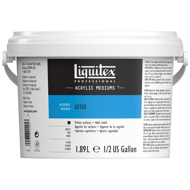 Gesso professionnel Liquitex 1.89L produit en gros plan sur fond blanc.