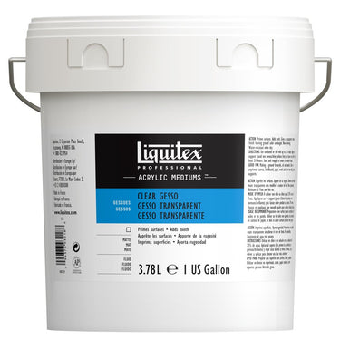 Gesso Acrylique Transparent professionnel Liquitex 3.78L produit en gros plan sur fond blanc.