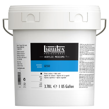 Gesso professionnel Liquitex 3.78L produit en gros plan sur fond blanc.