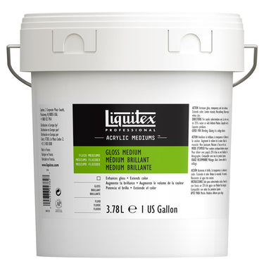 Medium Vernis Brillant professionnel Liquitex 3.78L produit en gros plan sur fond blanc.