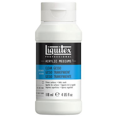 Gesso Acrylique Transparent professionnel Liquitex 118ML produit en gros plan sur fond blanc.