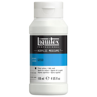 Gesso professionnel Liquitex 118ML produit en gros plan sur fond blanc.