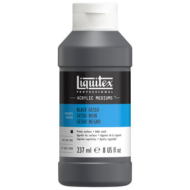 Gesso Colorant Noir professionnel Liquitex 237ML produit en gros plan sur fond blanc.