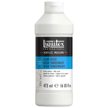 Gesso Acrylique Transparent professionnel Liquitex 473ML produit en gros plan sur fond blanc.