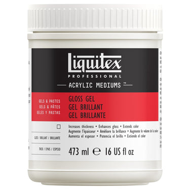 Medium Gel Brillant professionnel Liquitex 473ML produit en gros plan sur fond blanc.