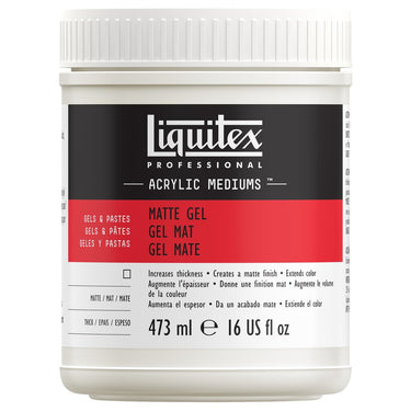 Gel Medium Mat professionnel Liquitex 473ML produit en gros plan sur fond blanc.