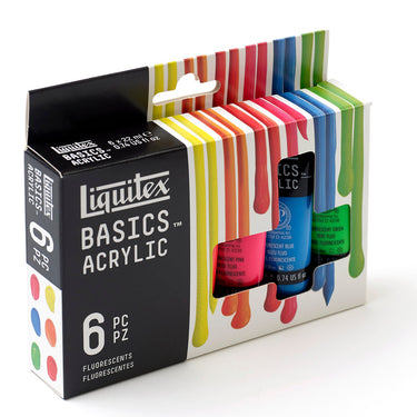 gros plan de la boîte Coffret acrylique Basics - 6x22ml - Fluorescents prise sous un angle