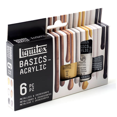 gros plan de la boîte Coffret acrylique Basics - 6x118ml - Métalliques & Iridescents prise sous un angle