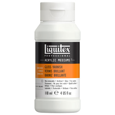 Vernis Brillant professionnel Liquitex 118ML produit en gros plan sur fond blanc.