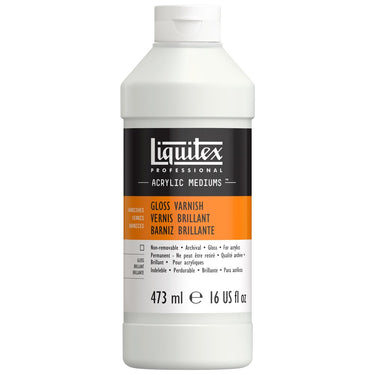 Vernis Brillant professionnel Liquitex 473ML produit en gros plan sur fond blanc.
