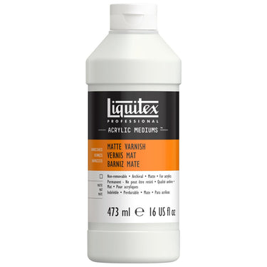 Vernis Mat professionnel Liquitex 473ML produit en gros plan sur fond blanc.