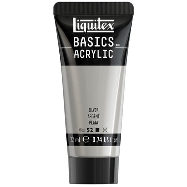 Liquitex Basics, 22ML, Argent (produit en gros plan sur fond blanc)