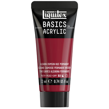 Liquitex Basics, 22ML, Alizarine Cramoisie Permanent Imitation (produit en gros plan sur fond blanc)