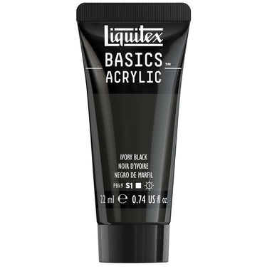 Liquitex Basics, 22ML, Noir d'Ivoire (produit en gros plan sur fond blanc)