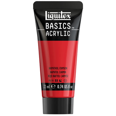 Liquitex Basics, 22ML, Naphtol Carmin (produit en gros plan sur fond blanc)