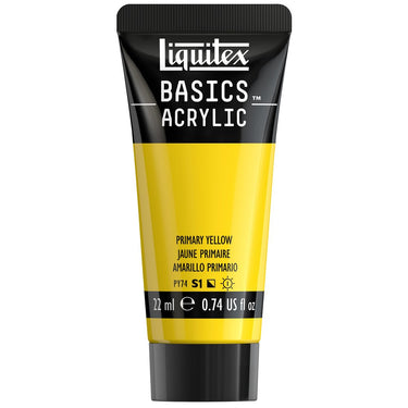 Liquitex Basics, 22ML, Jaune Primaire (produit en gros plan sur fond blanc)