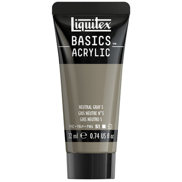 Liquitex Basics, 22ML, Gris neutre 5 (produit en gros plan sur fond blanc)