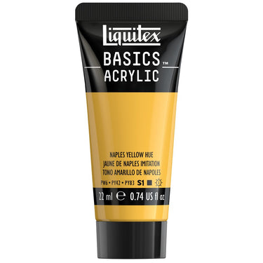 Liquitex Basics, 22ML, Jaune de Naples Imitation (produit en gros plan sur fond blanc)
