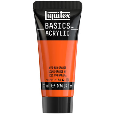 Liquitex Basics, 22ML, Rouge Orange Vif (produit en gros plan sur fond blanc)