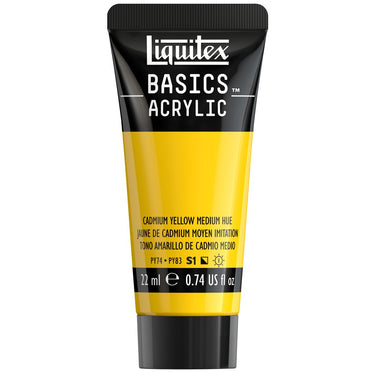 Liquitex Basics, 22ML, Jaune de Cadmium Moyen Imitation (produit en gros plan sur fond blanc)