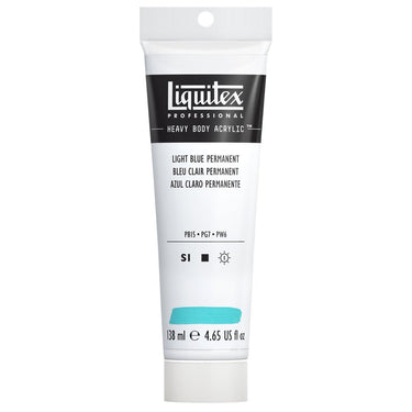 Liquitex Heavy Body Bleu Clair Permanent 138ML produit en gros plan sur fond blanc.