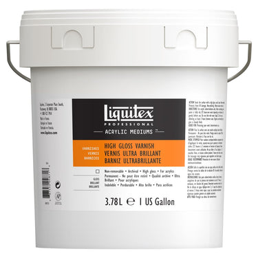 Vernis Ultra Brillant professionnel Liquitex 3.78L produit en gros plan sur fond blanc.