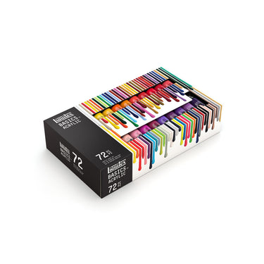 gros plan de la boîte Coffret acrylique Basics - 72x22ml prise sous un angle