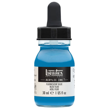 Liquitex Encres Acrylique, 30ML, Bleu Fluorescent (produit en gros plan sur fond blanc)